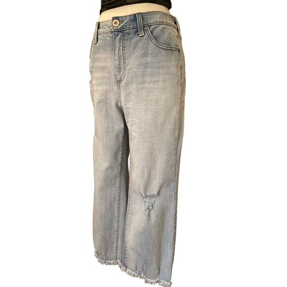 INC INTERNATIONAL CONCEPTS Blue High Rise Wide Leg Crop Denim Jeans sz 8 (NWT) - Picture 2 of 10